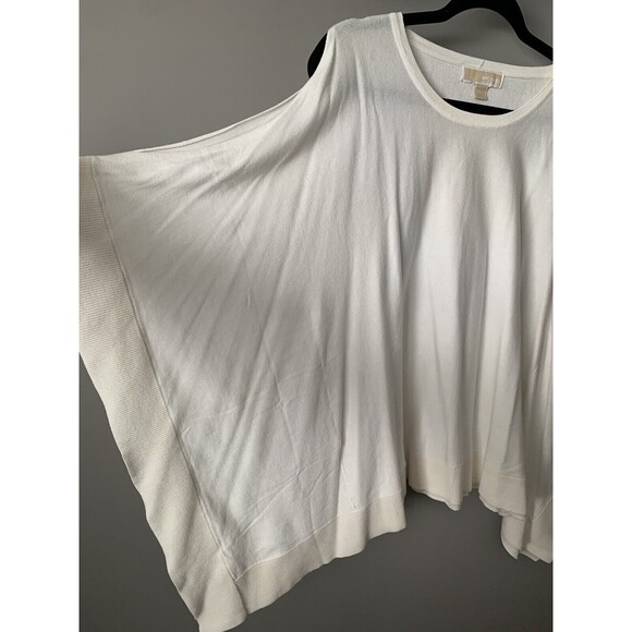 Michael Kors Women Drape Sweater XLarge Egg White Soft Knit Cold Shoulder - Picture 3 of 6